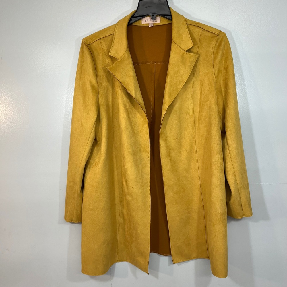 Philosophy Republic Clothing Mustard Yellow Faux Suede Open Front Jacket XL